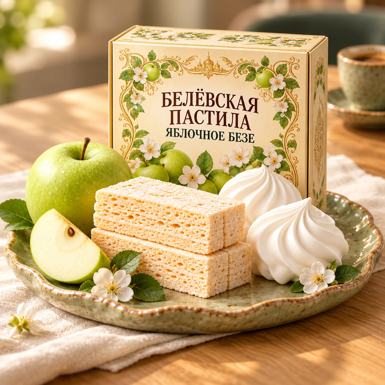 Яблочное безе с пастилой и яблоками